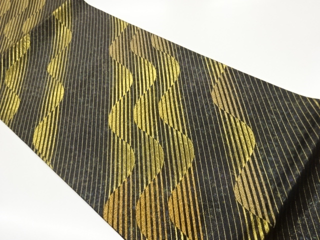 JAPANESE FUKURO OBI / FOIL / WOVEN WAVY STRIPE